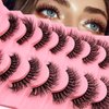 7 Pairs Cat-Eye Lashes Flu-ffy 15mm Fox Eye Lashes Curly Volume Eyelashes Faux Mink Lashes that Look Like Extensions Lashes Wispy False Eyelashes Natural Look(Z03)