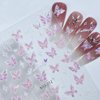 Aurora Shell Butterfly Nail Stickers for Women 3D Relief Butterfly Nail Art Stickers Pink Laser Butterfly Nail Decals for Nail Art Supplies Butterflies Nail Design Stickers Nail Decor Nail Accessories