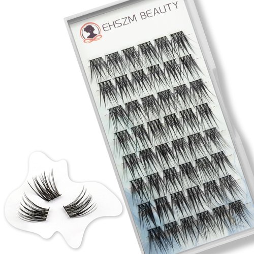 Natural Wispy Look,DIY Short Lash Clusters,14mm,Individual lash Extensions, C Curl, Lightweight, Easy to Apply,EHSZM BEAUTY