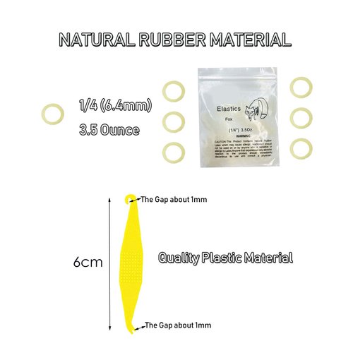 1/4 Inch Orthodontic Elastic Rubber Bands, 500 Pack Medium 3.5 Ounce Rubberbands Dreadlocks Hair Braids Fix Tooth Gap, 5 Pack Free Elastic Placer for Braces