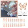 24 Pcs Long Press on Nails White French Tips Fake Nails Butterfly Rhinestone Full Cover Nails Tips Coffin False Nails with Charms Nail Decorations Glitter Acrylic Nails Glue on Nails for Women Girls