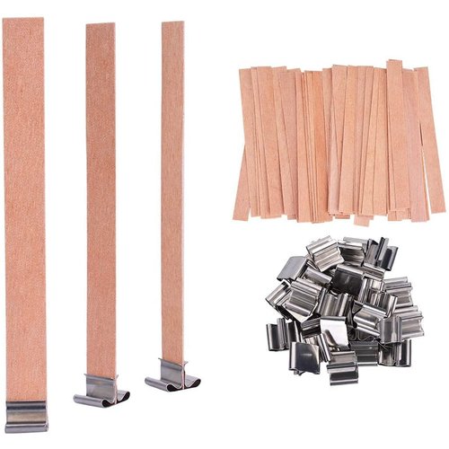 PXBBZDQ Wood Wicks for Candles Making 5.9 X 0.5 Inch Crackling Wooden Candle Wick for Soy Candle Making, Wooden Wicks - 50 Sets