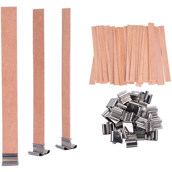 PXBBZDQ Wood Wicks for Candles Making 5.9 X 0.5 Inch Crackling Wooden Candle Wick for Soy Candle Making, Wooden Wicks - 50 Sets