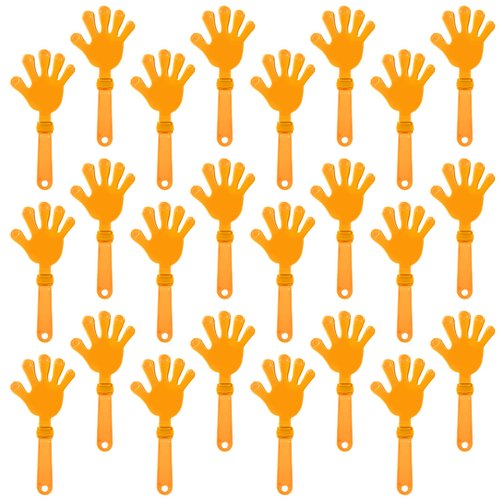 ZCYSRLQIN 24 Pcs Orange Hand Clappers 7.5 Inch Clappers Noisemakers Noise Makers Party Favors Plastic Party Clapper for Sporting Events Cheers Ball Dance Basketball Football Noisemakers（Orange）