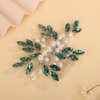 Teyglen Emerald Green Rhinestone Wedding Hair Comb Bridal Pearl Crystal Hair Comb Hair Accessories for Bride Headpiece Hair Piece for Women (Peacock green)