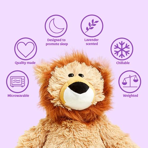 warmies Microwavable & Weighted Stuffed Animals, Lion - Heated Stuffed Animal Plushie for Warmth & Comfort - Cute Soft Plush Toys for Adults & Children (Boys, Girls, Babies & Toddlers)
