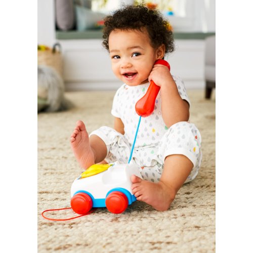 Fisher-Price Toddler Pull Toy Chatter Telephone Pretend Phone with Rotary Dial and Wheels for Walking Play Ages 1+ years