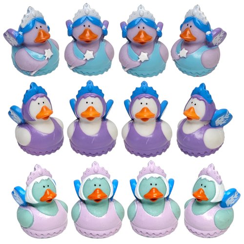 Winter Fairy Rubber Ducks (2") (12 Pack) for a Winter Wonderland setting, Christmas, Holidays, Winter, Bath Tub Toys and Jeep Duck Ducking
