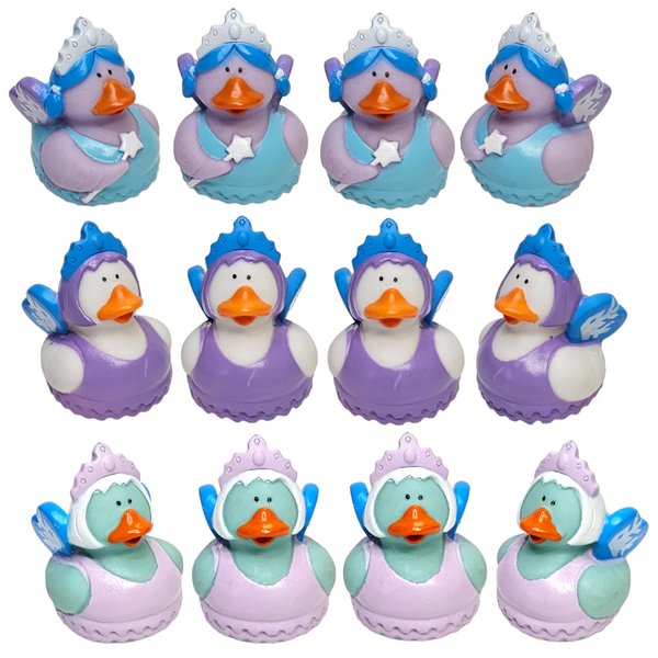 Winter Fairy Rubber Ducks (2") (12 Pack) for a Winter Wonderland setting, Christmas, Holidays, Winter, Bath Tub Toys and Jeep Duck Ducking