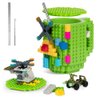 Fubarbar Brick Coffee Mug – Cool Novelty Cup with Lid, Straw & Building Blocks, Funny Xmas/Birthday Gift for Men, Women, Kids(Green)