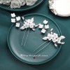 Heread Flower Bride Wedding Hair Pins Silver Crystal Bridal Hair Pieces Leaf Hair Accessories for Women and Girls(Pack of 2)