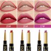 BINGBRUSH 2 IN 1 Lip Liner & Lipstick Makeup Set, Dark Red Matte Metallic Lipliner Set for Black Mature Women Waterproof Long Lasting Gift Set (3Pcs Set10-Matte:25#26#27#, 3Pcs)