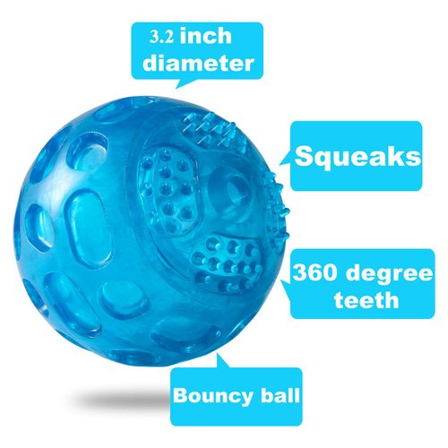 PJDH 3'' Squeaky Dog Toy Balls for Lagre Medium Breed, Indestructible Dog Balls for Playing, Fetching & Retrieving, Durable Aggressive Chewers, 2 PCS Green+Purple