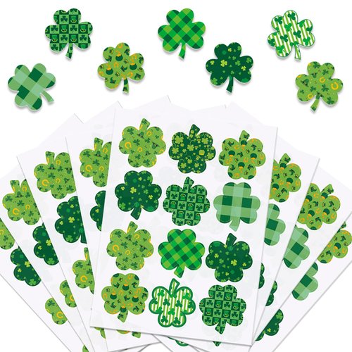 96 Pieces Shamrock Tattoo Stickers St. Patrick's Day Clover Temporary Tattoos Irish Party for Kids Adults Women Men Body Face Decor Accessories (8 Sheets)