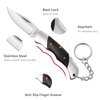 EZKIT Folding Pocket Knife with Back Lock, 2in Stainless Blade and Wood Handle, 4.8in Total Length, Compact EDC Gear