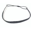 Fashion Accessories Now Black chain link pattern jelly skinny narrow headband soft stretch hair grip teeth 3/8 inch wide circle link