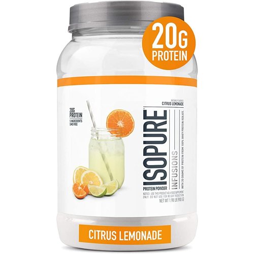 Isopure Protein Powder, Clear Whey Isolate Protein, Post Workout Recovery Drink Mix, Gluten Free with Zero Added Sugar, Infusions- Citrus Lemonade, 36 Servings,2.4 pounds