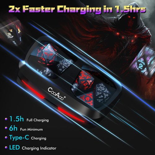 CooAoo Light Up DND Dice Set, Wireless Rechargeable Glowing Dice with Charging Box, 7 PCS Electronic Dice Set, LED RGB Polyhedral Role Playing D&D Dice for Dungeons and Dragons PRG MTG Games