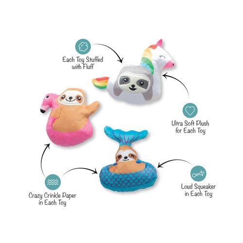 Fringe Studio "JUST Keep Floating, Set of 3, Small Plush Dog Toy Set, Pet Shop Collection (662135)