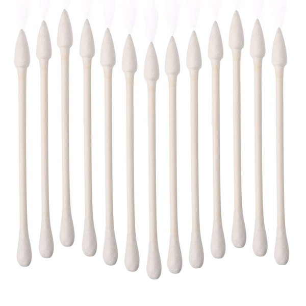 Pointed Cotton Swabs, 800 Pieces Precision Tips Cotton Swabs Round Head Cotton Buds with Paper Stick for Makeup Cleaning (4 Packs, 200 Pcs, 1 Pack)