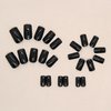 Black Press on Nails Medium Square Fake Nails Glossy False Nails With Glitter Designs Full Cover Stick on Nails Coffin Acrylic Artificial Nails Glue on Nails for Women Nail Art Decorations 24Pcs