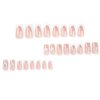 Foccna Long Press on Nails Nude Square Clear Fake Nails French Full Cover Bling Acrylic False Rhinestone Nails Butterfly Design Nails for Women and Girls 24PCS