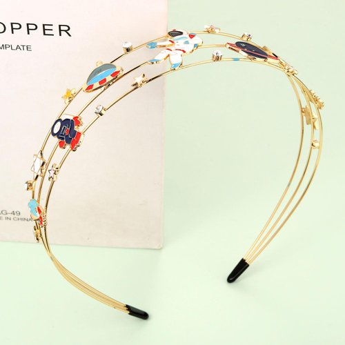 mokkia Astronaut Headband for Women Space Hair Accessories Saturn Planet Rocket Headband Jeweled Rhinestone Headband Celestial Explorer Spacer Outfits Holiday Gifts (Astronaut A)