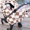 7AM Enfant Car Seat Covers - Cocoon Baby Cover for Boys & Girls, Rain & Snow Repellent, Breathable Windproof, Center Zipper, Universal Fit for Infant Car Seat (0-12M) (Print Checkers Tan)