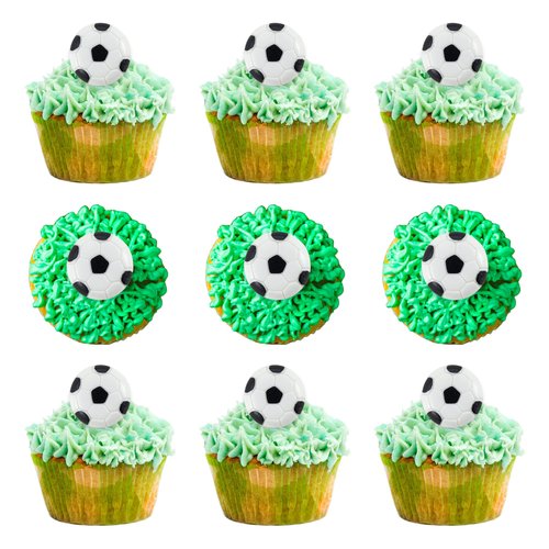 20Pcs Soccer Ball Cupcake Toppers Resin Soccer Cupcake Food Picks Sport Balls Baby Shower Wedding Birthday Party Cake Decorations Supplies