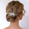 CASOLVX Bride Hair Comb Flower Leaf Headpiece Pearl Hair Clips Wedding Hair Accessories for Brides Bridesmaids Women