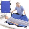 ZHEEYI Multipurpose 43" x 36" Positioning Bed Pad with Reinforced Handles - Reusable & Washable Patient Sheet for Turning, Lifting & Repositioning - Double-Sided Nylon Fabric, Blue