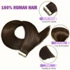 Tape in Hair Extensions Human Hair, 20pcs 18 Inch 50g Remy Tape in Hair Extensions, Chocolate Brown Silky Straight Natural Hair Extensions Tape in Human Hair
