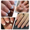 Artquee French Tips Press on Nails Short Clear Pink Fake Nails Oval Cute Acrylic False Nail Full Cover Glossy White Edge Designs Stick on Fingernails for Women 24PCS