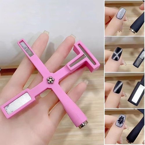 5 in 1 Cat Eye Magnet for Nail Cross 5 Ended Design Long Strong Magnetic Nail Magnetic 3D Cat Eyes Nail Art Magnetic 1 Piece Pink