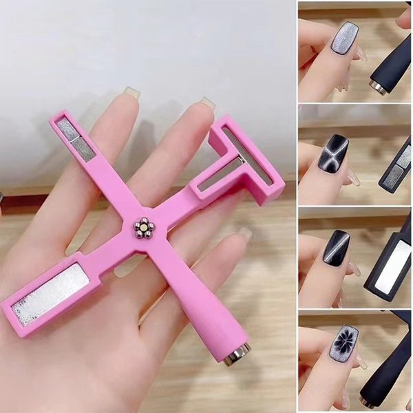 5 in 1 Cat Eye Magnet for Nail Cross 5 Ended Design Long Strong Magnetic Nail Magnetic 3D Cat Eyes Nail Art Magnetic 1 Piece Pink