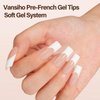 Vansiho French Gel Nail Tips, 150Pcs Long Square Gel Nail Tips, French Tips Press on Nails, French Square 3 in 1 Pre-French Gel Tips, Fake Nails for Nail Art DIY 15 Sizes