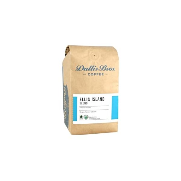 Dallis Bros. Coffee "Ellis Island Blend" Medium Roasted Fair Trade Organic Whole Bean Coffee - 12 Ounce Bag