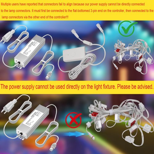 36V Waterproof Power Supply for Govee Permanent Outdoor Lights Only Compatible with Govee H705A H705B H705C Power Adapter Cord 3 Pin White(Non-Compatible Barrel connectors)