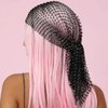 JEAIRTS Rhinestone Head Scarf Sparkly Mesh Headband Stretchy Crystal Nightclub Headwrap Rave Hair Accessories for Women (1-Black, Free Size)