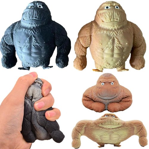 2 Pack Random Color Funny Squishy Monkey Stress Balls for Kids and Adults, Gift Gorilla Sensory Balls Fidget Toy for Party Favors, Decompress and Squeeze Stress Toy
