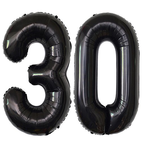 Black 30 Number Balloons Giant Jumbo Number 30 Foil Mylar Balloons for Women Men 30th Birthday Party Supplies 30 Anniversary Events Decorations