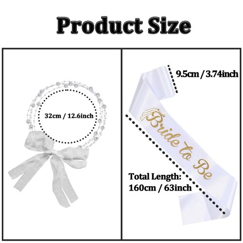 HIYMDOIT Bride To Be Sash & Bride Headband Kit for Women Bride Sash Pearl Headband Decoration Accessories for Bachelorette Wedding Engagement Bridal Shower Party Supplies