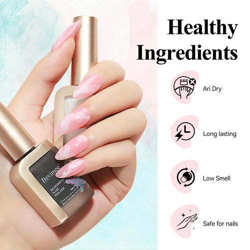 Bevimee Blooming Gel Nail Polish Marble Nail Polish 12ML Watercolor Marble Ink for Nails Black & White, Spreading Magic Blossom Effect Flower Nail Art Design Manicure DIY At Home, 2PCS