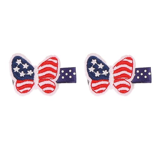 1 Pair Patriotic Hair Accessories: American Flag Bow Alligator Clips for Independence Day Decorat...