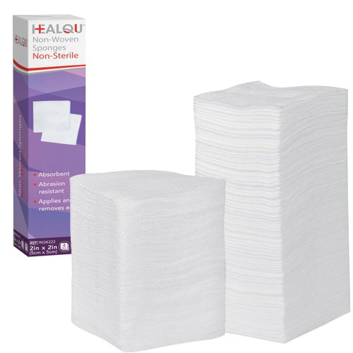HEALQU Gauze Pads 2"x2" - 200-Pack, 4-Ply Non-Woven Sponges Non-Sterile, All-Purpose Dental and Surgical Sponges Including First Aid Kits and Medical Facilities