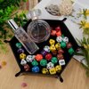 SIQUK 2 Pieces Dice Tray PU Leather Dice Folding Hexagon Tray Dice Holder for Dice Games Like RPG, DND and Other Table Games (Camel and Black)