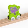 ORBRIUM Play and Pack Dinosaur Wooden Train Set Learning Number, Shapes, Colors, Counting, Game Board Bag for Wooden Railway, Number Trains, montesorri Toys, Kids Age 3, 4, 5, 6