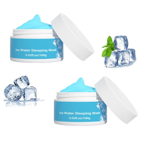 LOYOTICE 2PC Moisturizer Ice Water Sleeping Mask, Skin Beauty Hydra Moist Ice Water Sleeping Mask Cream, Hydrating Overnight Sleeping Mask, Wash-Free Sleeping Facial Mask(100g)