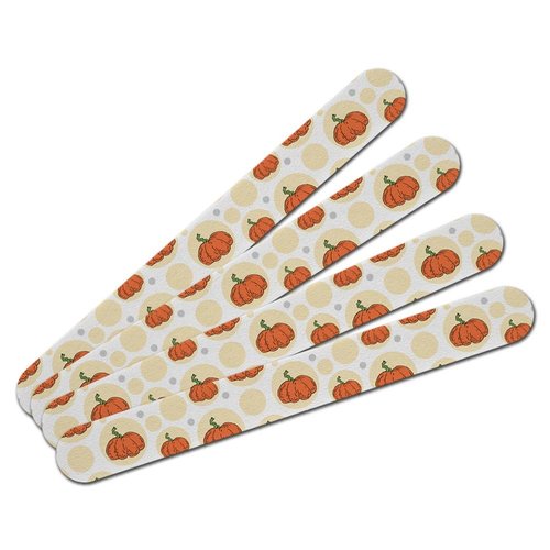Double-Sided Nail File Emery Board Set 4 Pack - Holiday Halloween Fall Harvest Thanksgiving - Quirky Pumpkin Fall Harvest