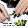 MIZHSE 9D Cat Eye Gel Nail Polish, Bright Green Magnetic Gel Polish with Magnet Stick, Magic Shimmer Galaxy Effect Holographic Glitter Silky Cat Eye Nail Polish Soak Off Nail Art Manicure at Home